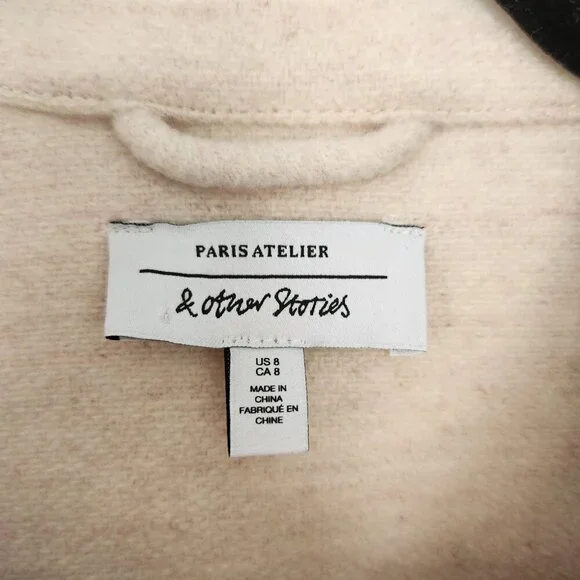 & Other Stories Wool Blend Cream Oversized Coat Jacket Overshirt Shacket Size 8 - Picture 4 of 12